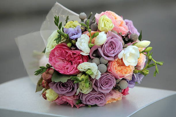 a colorful holiday wedding bouquet